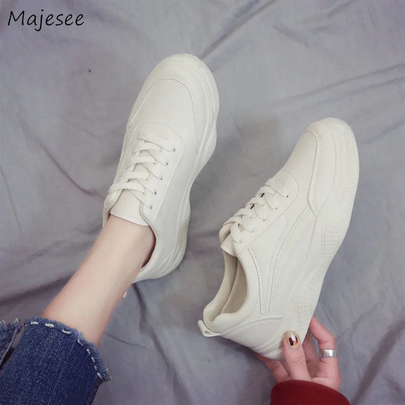 Вулканизированная обувь женская простая повседневная на толстой подошве со