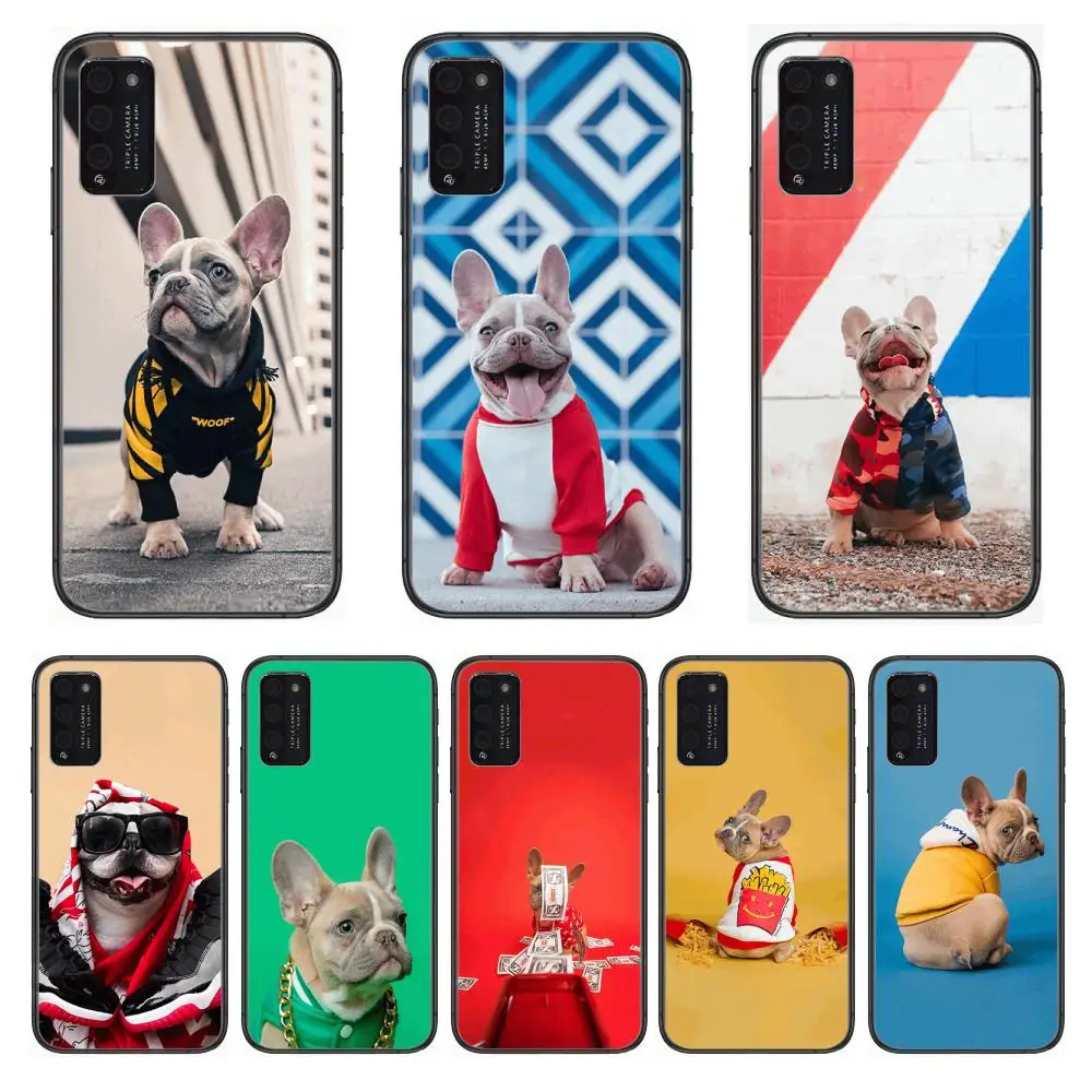 

French Bulldog Dog Creative and cute Clear Phone Case For Huawei Honor 10 20 30 9 X Pro Lite V 5G RU Black Etui Coque Hoesjes C