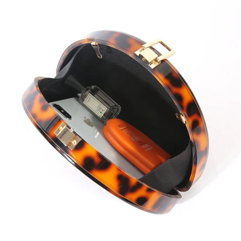 Модный классический Леопардовый цвет акриловый клатч полукруглый вечерний