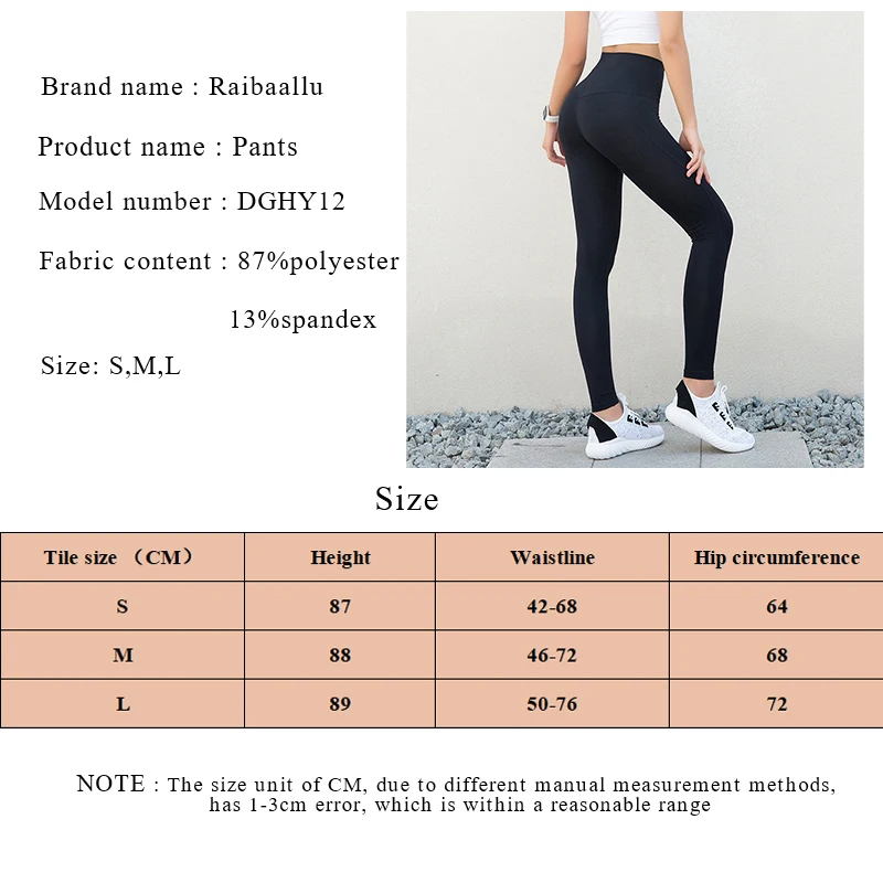 

Raibaallu High Waist Pants Push Up Sexy Hip Trousers For Women Fashion Elastic Leggings Qucik Dry Breathable Long Leggings