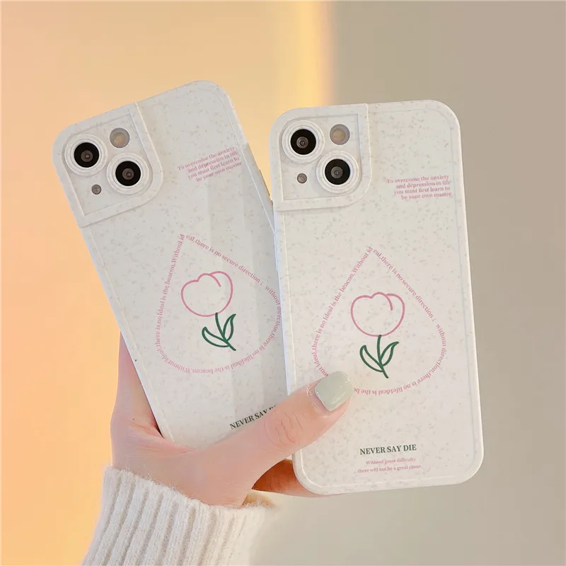 

Art Line tulip flower phone case For iphone 11 11Pro 12 12Pro 13 13Pro Max 7 8 Plus X XR XS Max Matte soft silicone case capa