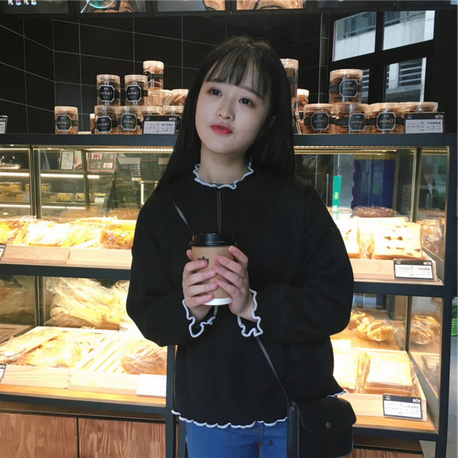 Women Fashion Plush Hoodies Female O Neck Wavy Hem Split HarajukuTops Tracksuit Sweatshirt Long Sleeve Casual Female Fall Coat
