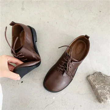 

Casual Woman Shoe Autumn Square Toe Low Heels Female Footwear Modis Oxfords All-Match Shallow Mouth Fall On Heels Dress New 2021