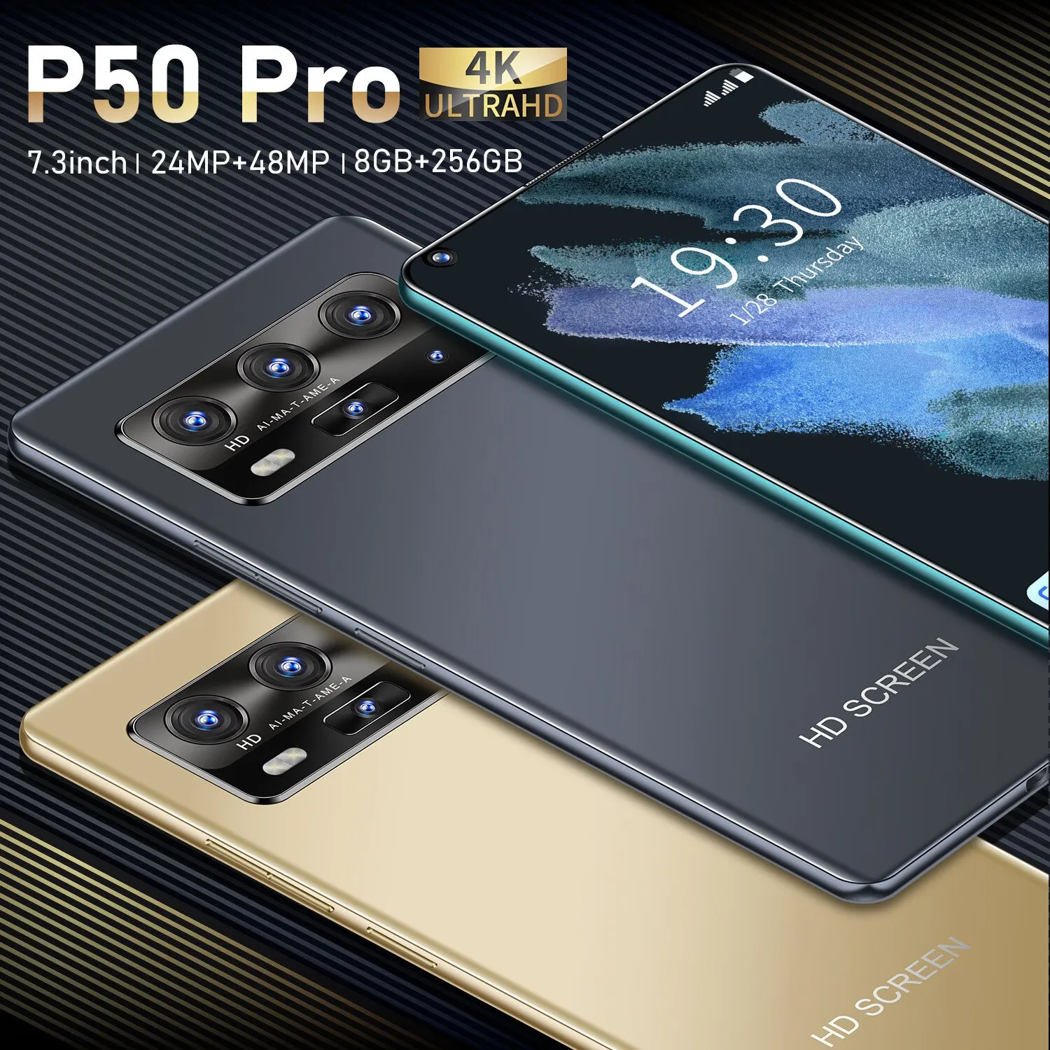 

P50 Pro 7.3 Inch Global Smart Phone 5g 256/512gb 5600mah 10 Core Andriod 10 Face Fingerprint Mobile Phone Id 1440*3200