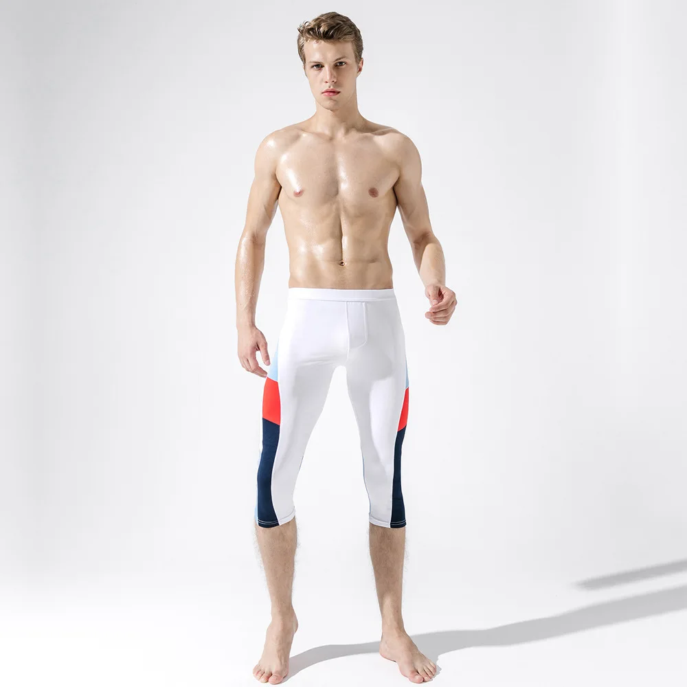 Мужские компрессионные штаны 3/4 колготки для бега мужские Леггинсы тренажерного