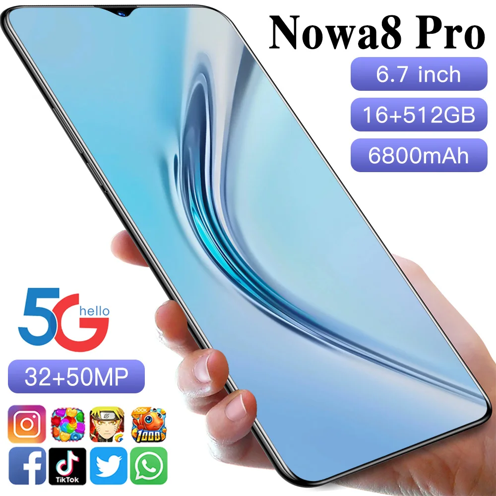 

[World Premiere] Nowa8 Pro Smartphone 6.7 Inch Android11 HD Screen 5G Cellphone 16+512GB Face ID 6800mAh Dual SIM Mobile Phone