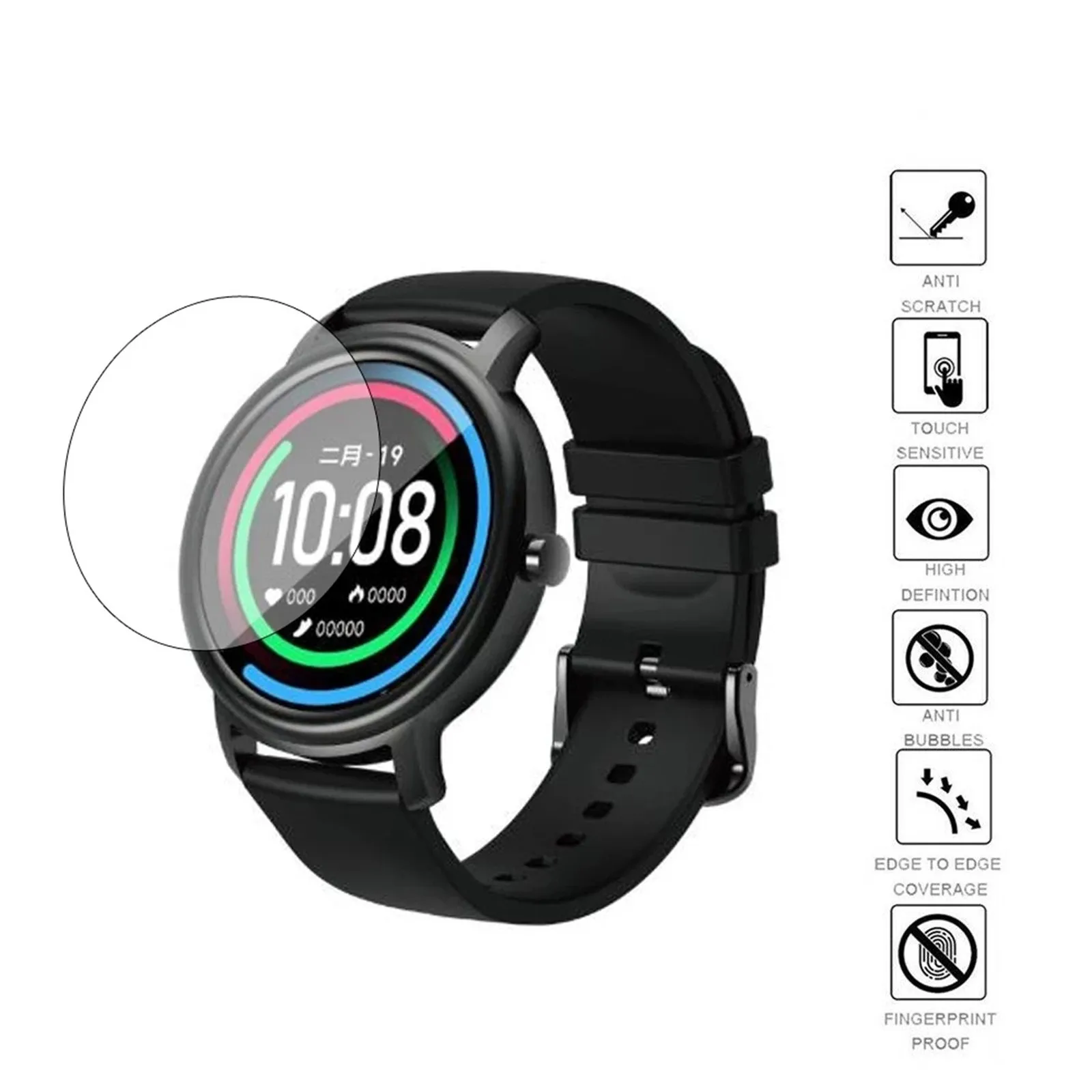 

Tempered Glass High-Definition Front Protective Film For Xiaomi Watch Air Universal Tempered Glass For Round Watch Protective
