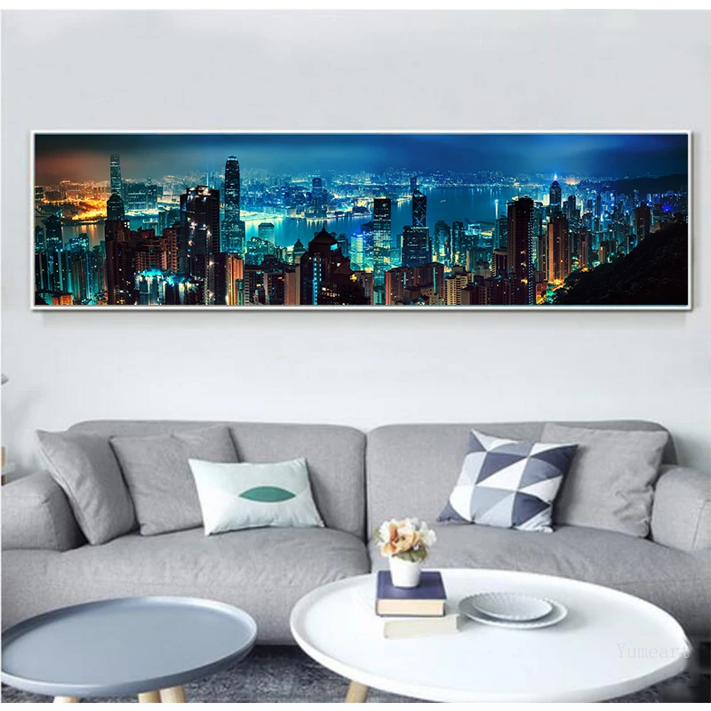 YUMEART городской постер ночного вида и печать на холсте живопись современный стиль