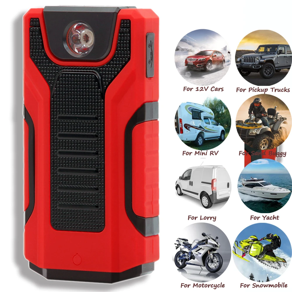 

GKFLY Red Multifunction Car Jump Starter Portable Power Emergency Battery Booster Car Charger battery Starting Cables Deveice