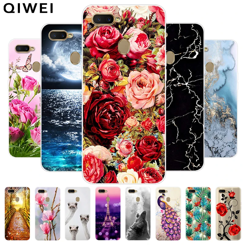 Чехол для OPPO A5S/AX5S 6 2 дюйма прозрачный мягкий чехол телефона из ТПУ с цветочным