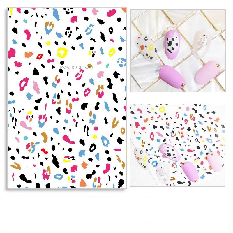 Cow Print Nails Sticker 3D Black White Mix Spots Animal Design Nail Stickers Decals Manicure Decoration Tool | Красота и здоровье