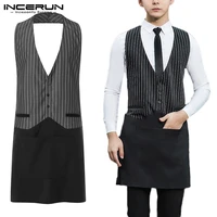 incerun unisex waiter uniform restaurant catering cafe vests work clothes tops elegant sleeveless aprons hotel waitress costumes