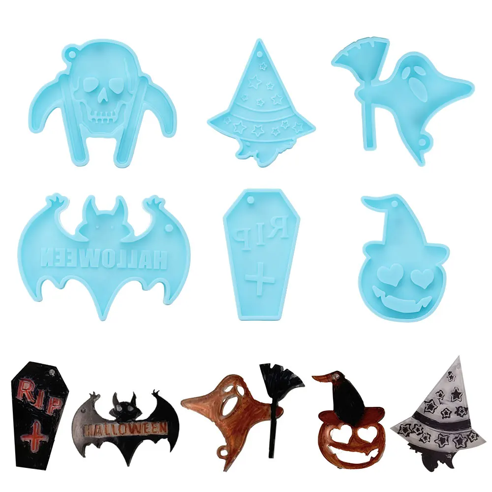 

Happy Halloween Keychain Pendant Silicone Mold Bat Witch DIY Epoxy Resin Mold Handmade Crafts Casting Jewelry Making Tool
