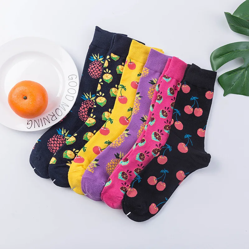 Красочные хлопковые мужские и женские носки забавные еда ананас пицца гамбургер
