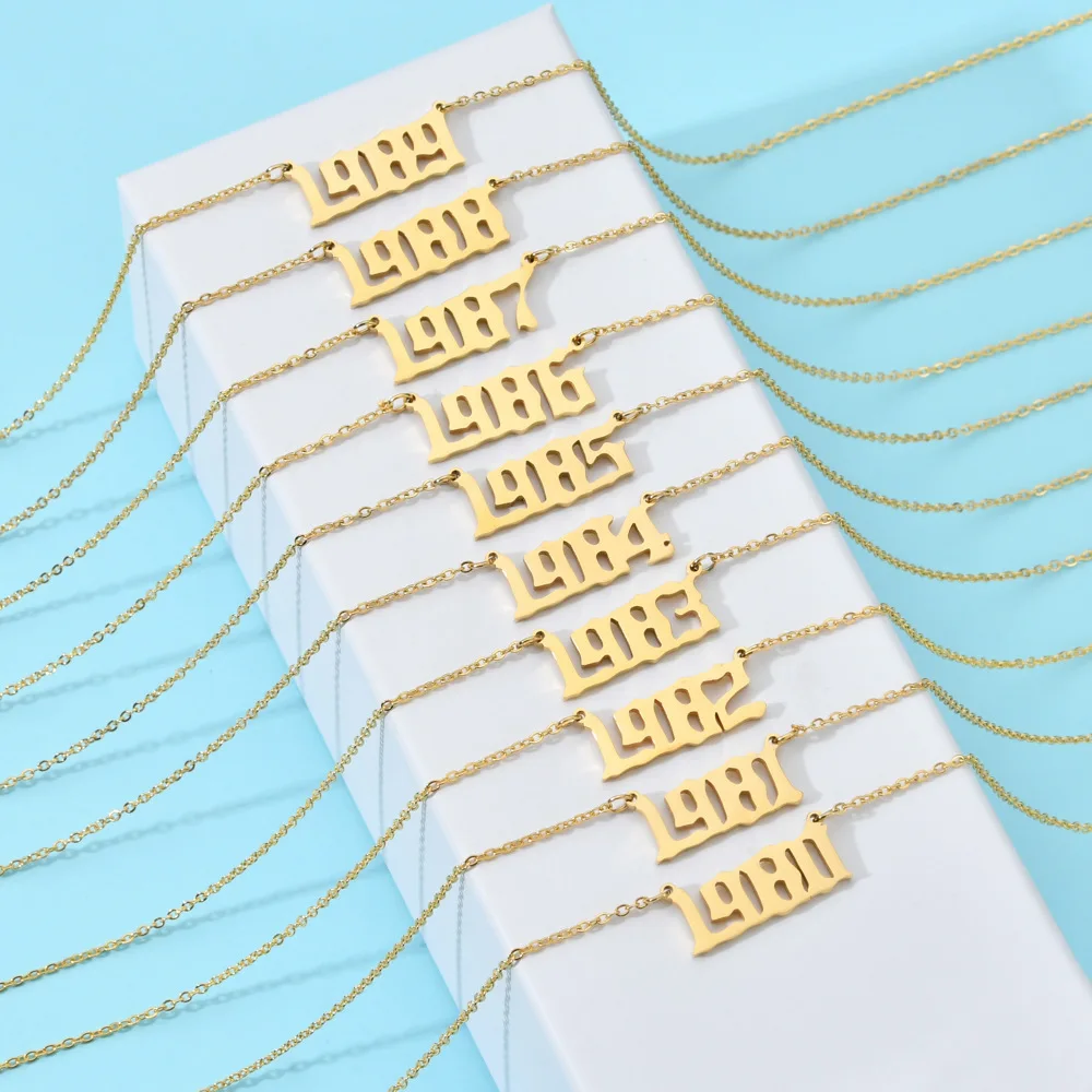 Длинная цепочка из нержавеющей стали с подвеской в виде цифр | Украшения и