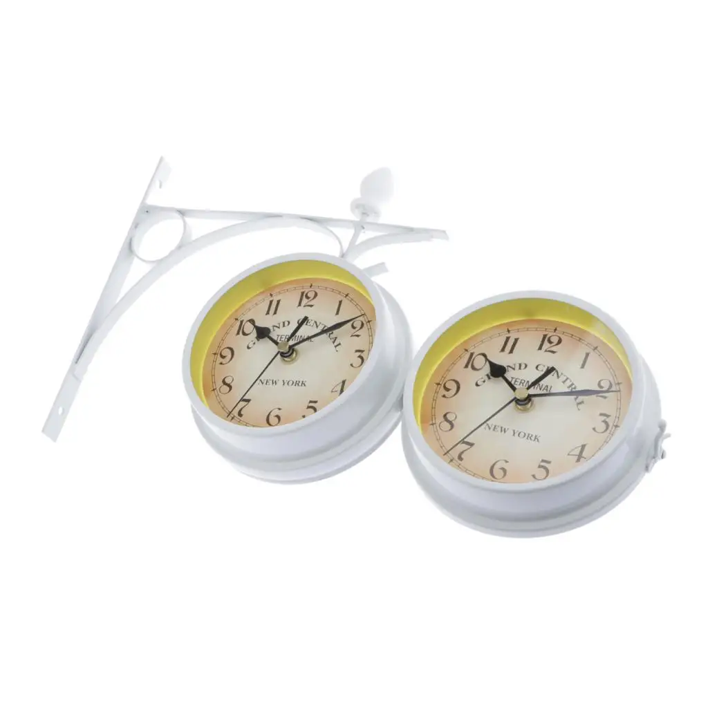 

2x Silent 8.5' Double Sided Outdoor Garden Wall Clock Non-Ticking Decorative