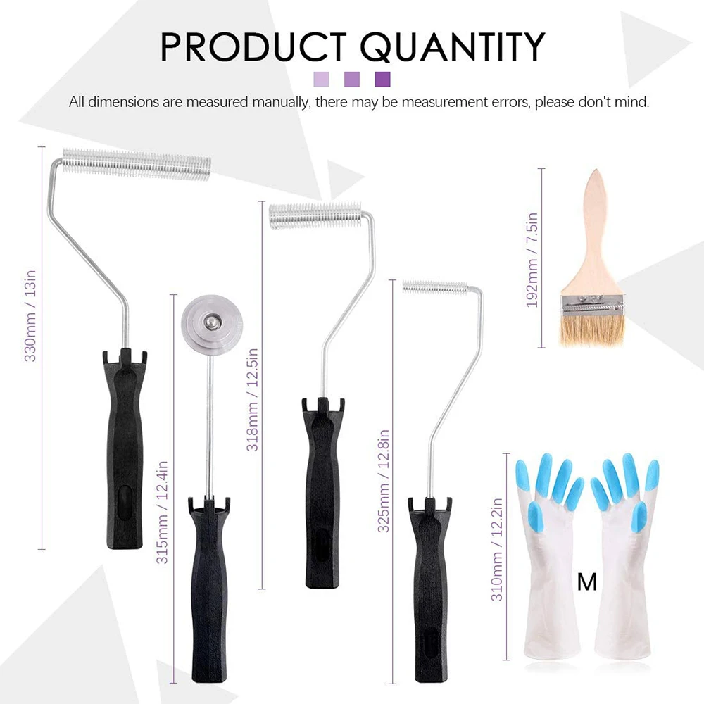 

8Pcs Aluminum Alloy Fibreglass Roller Set Bubble Roller Gloves Brush Laminated Fiberglass Resin Fibreglass Roller hand tools