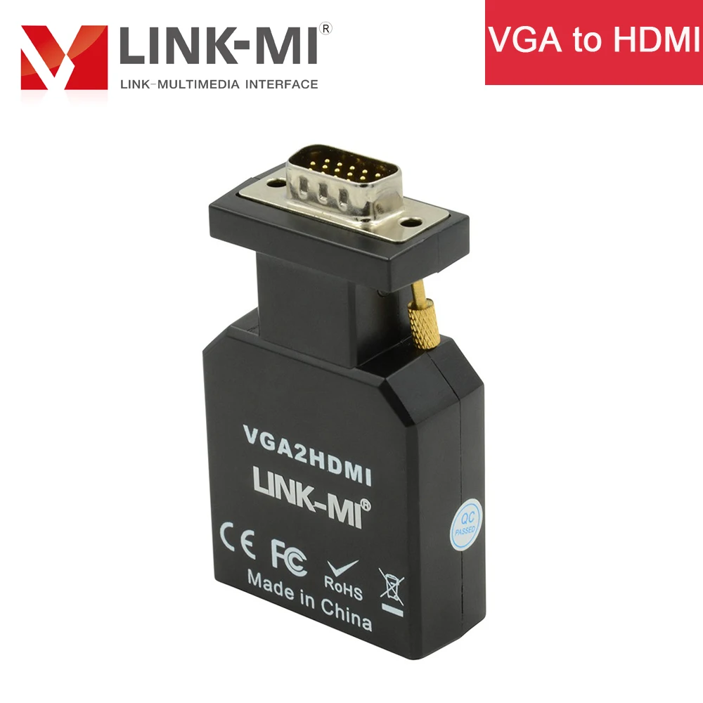 LINK-MI VH06 мини преобразователь из VGA в HDMI с металлический чехол + R/L аналоговый ПК к