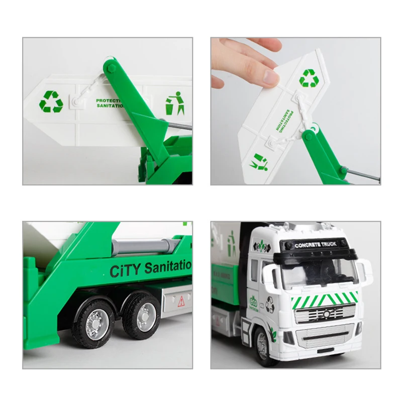 1:32 мусоровоз игрушечный мусорный коллектор ясень мини литая модель машины из