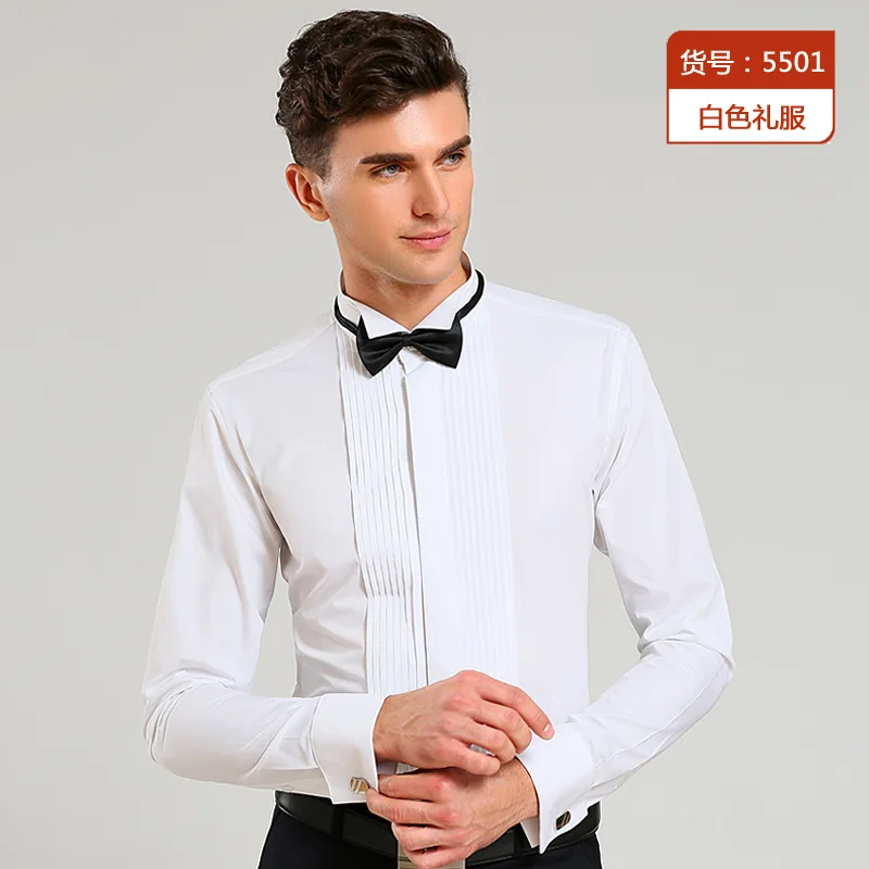 

Suit men's performance shirt stage adult chorus dress white shirt Bow Tie Shirt Men's trousers