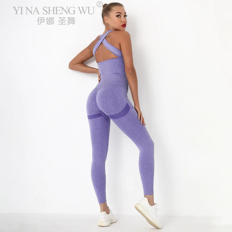 

Seamless Set Yoga Sporty Jumpsuit Woman Sports Yoga Set For Fitness Workout Clothes For Women Women's Clothing With Jumpsuit New