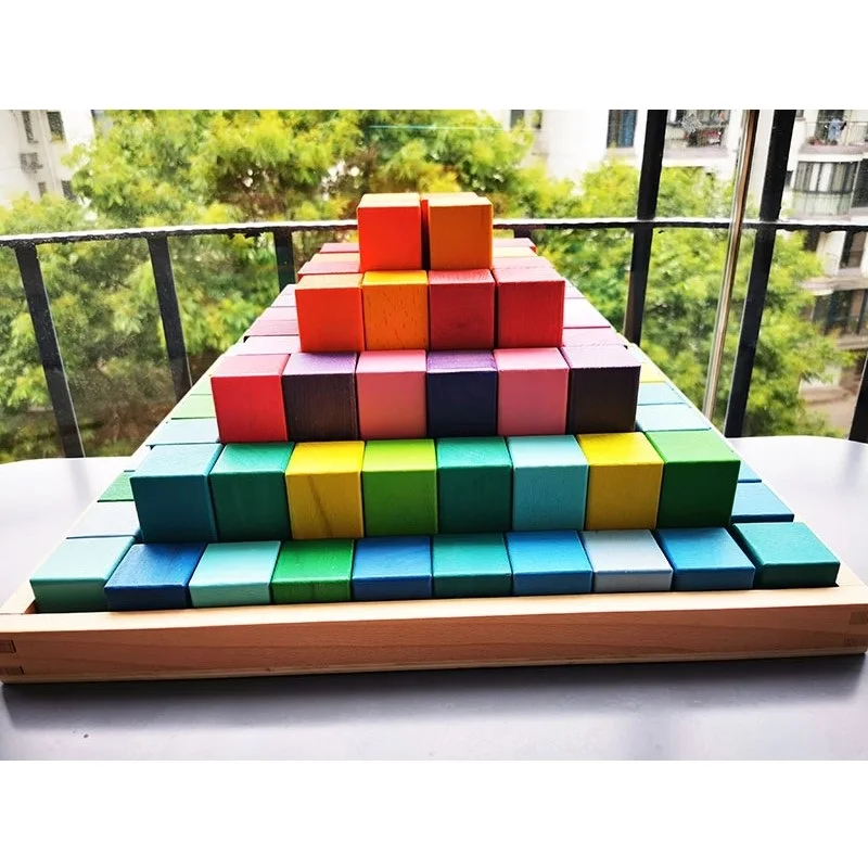 100 шт. детский Деревянный конструктор Радужная Пирамида | Игрушки и хобби