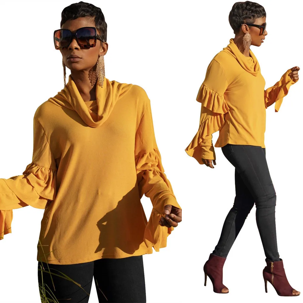 

55LS802 5 осенне-зимний женский Повседневный модный однотонный Асимметричный топ с большим отложным воротником, Лидер продаж