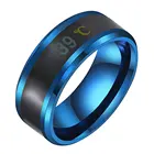 Парные кольца из нержавеющей стали, умные водонепроницаемые ювелирные украшения с синим титановым покрытием для измерения температуры на кончик пальца