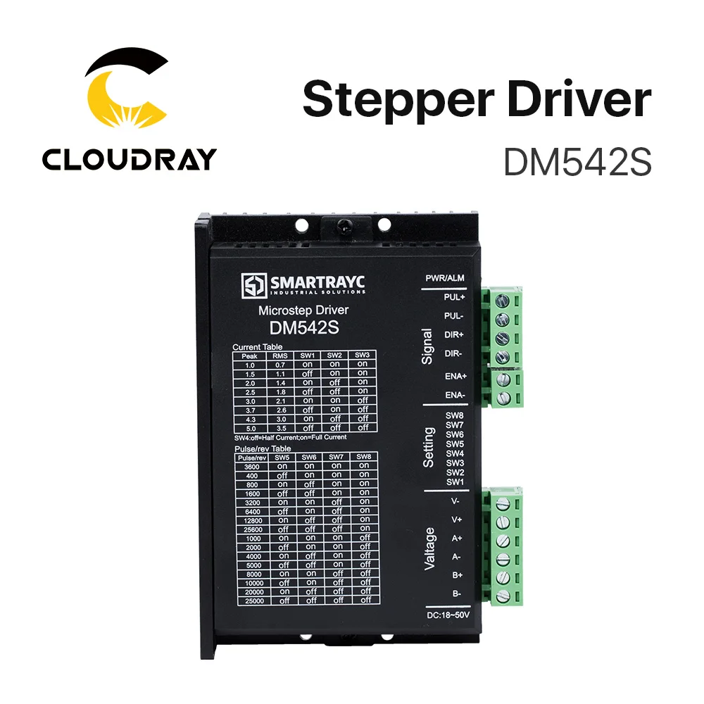 Cloudray 2-фазный шаговый мотор драйвер DM542S поставить Напряжение 18-50VDC Выход 1,0-5.0A ток
