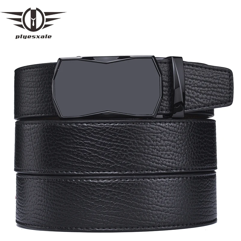 Plyesxale топ из натуральной коровьей кожи мужской ремень с автоматической пряжкой