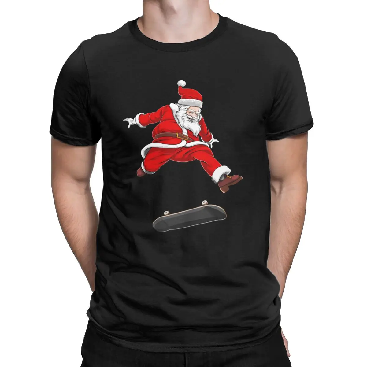 

Men Women's T-Shirt Christmas Santa Skates Novelty Pure Cotton Tees Short Sleeve T Shirt O Neck Clothing Summer