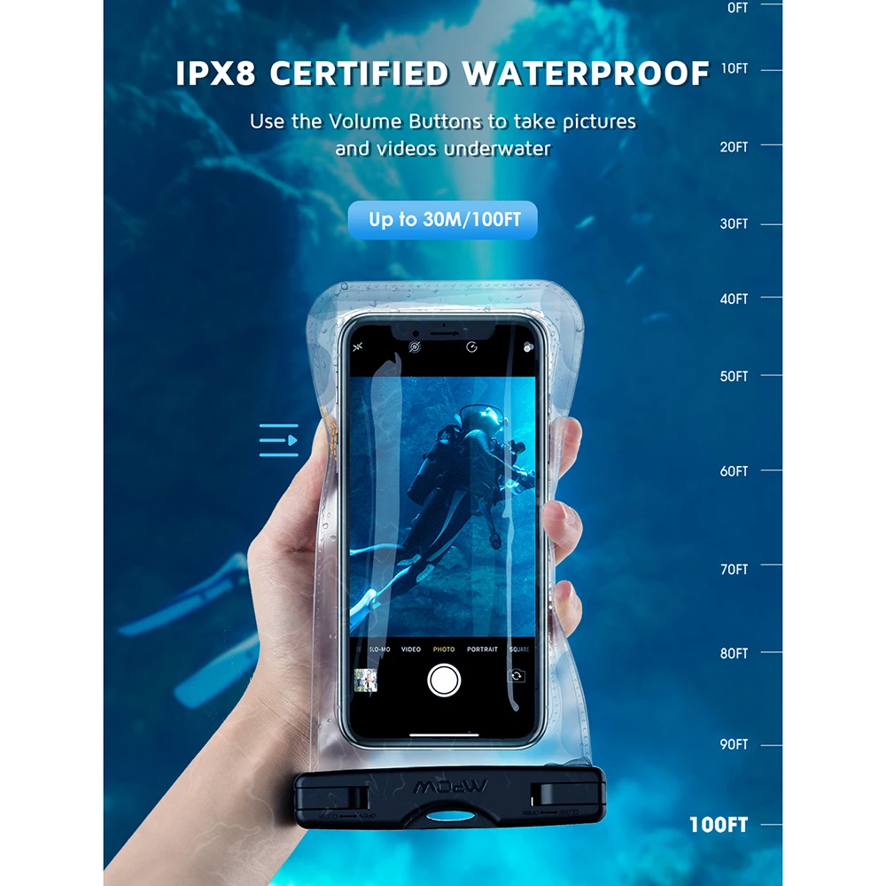 Универсальный чехол-сумка для телефона Mpow 097 IPX8 2 шт. водонепроницаемая IP68 с