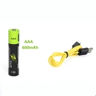 1 шт.лот ZNTER 600 мАч 1,5 В AAA аккумуляторная литиевая батарея USB литий-полимерная аккумуляторная батарея + Кабель Micro USB для зарядки