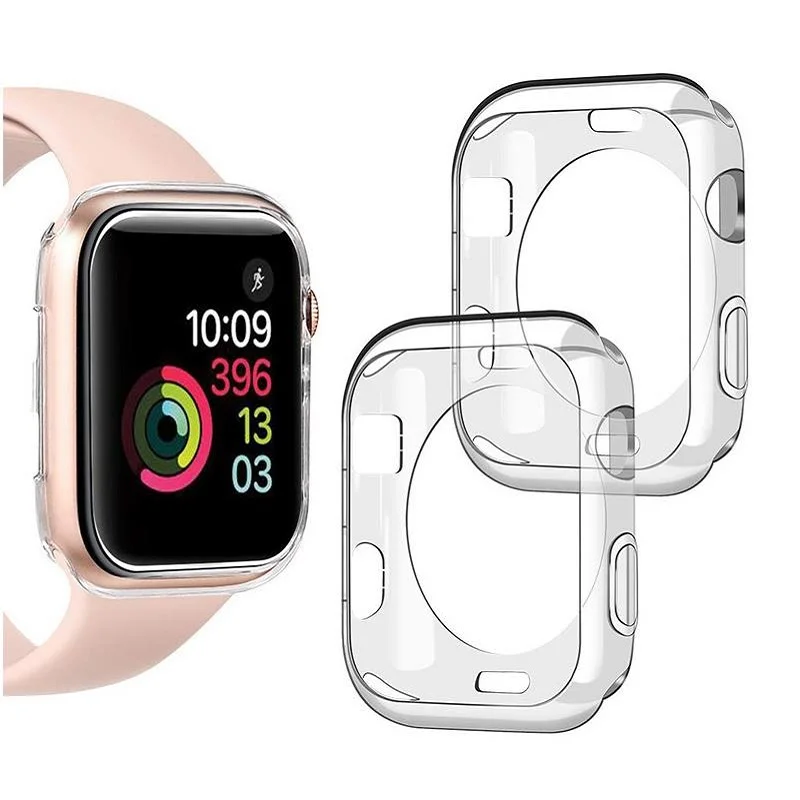 

Half Pack Transparent Watch Case Soft TPU Protection Cover Anti-drop Anti-scratch Shell For Apple 2/3/4/5/6 38mm 40mm 42mm 44mm