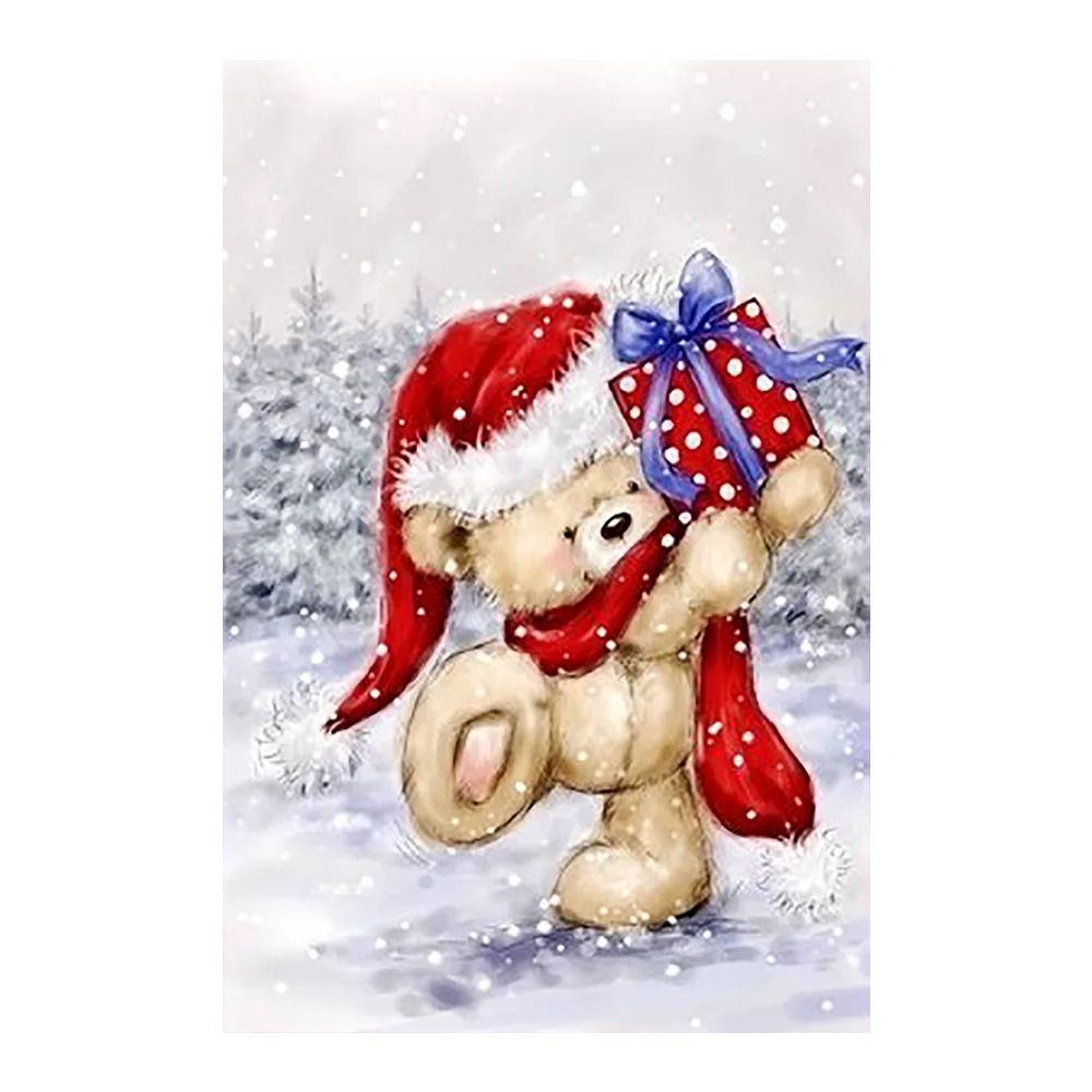 

Cartoon Bear Gift Christmas Diamond Painting Round Full Drill Nouveaute DIY Needlework Mosaic Embroidery 5D Cross Stitch Picture