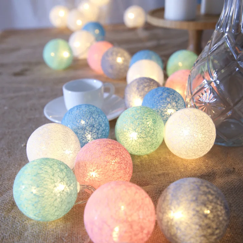 

10LEDS Christmas Tree Decor Cotton Ball Led String Lights Garlands Christmas Decorations for Home 2022 New Year Gifts Navidad