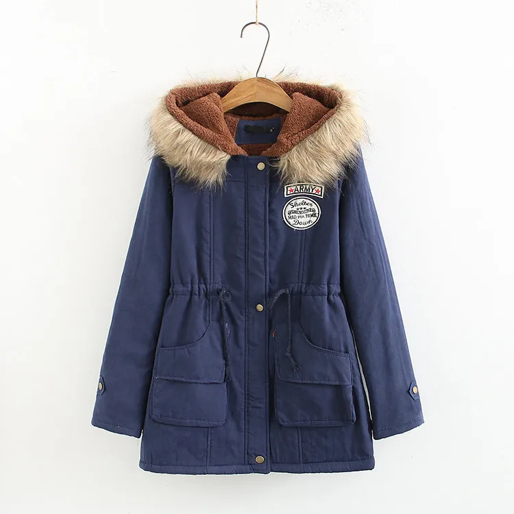 

Autumn Winter Womens Parka Outwear Hooded Fur Coats Slim Zipper Woman Clothing Winter Coat Women Plus Size Yellow Jacket