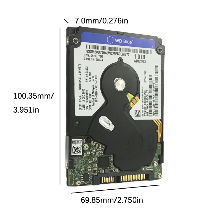 WD 1TB Laptop Hard Drive Blue Disk Computer Internal HDD HD Harddisk SATA III 16MB Cache 5400 RPM 2.5&quot for Notebook PS4 |