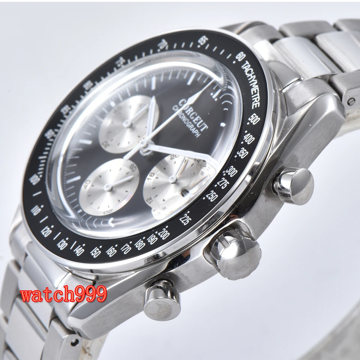 Corgeut 40 мм полный диапазон хронограф из нержавеющей стали мужские часы кварцевые