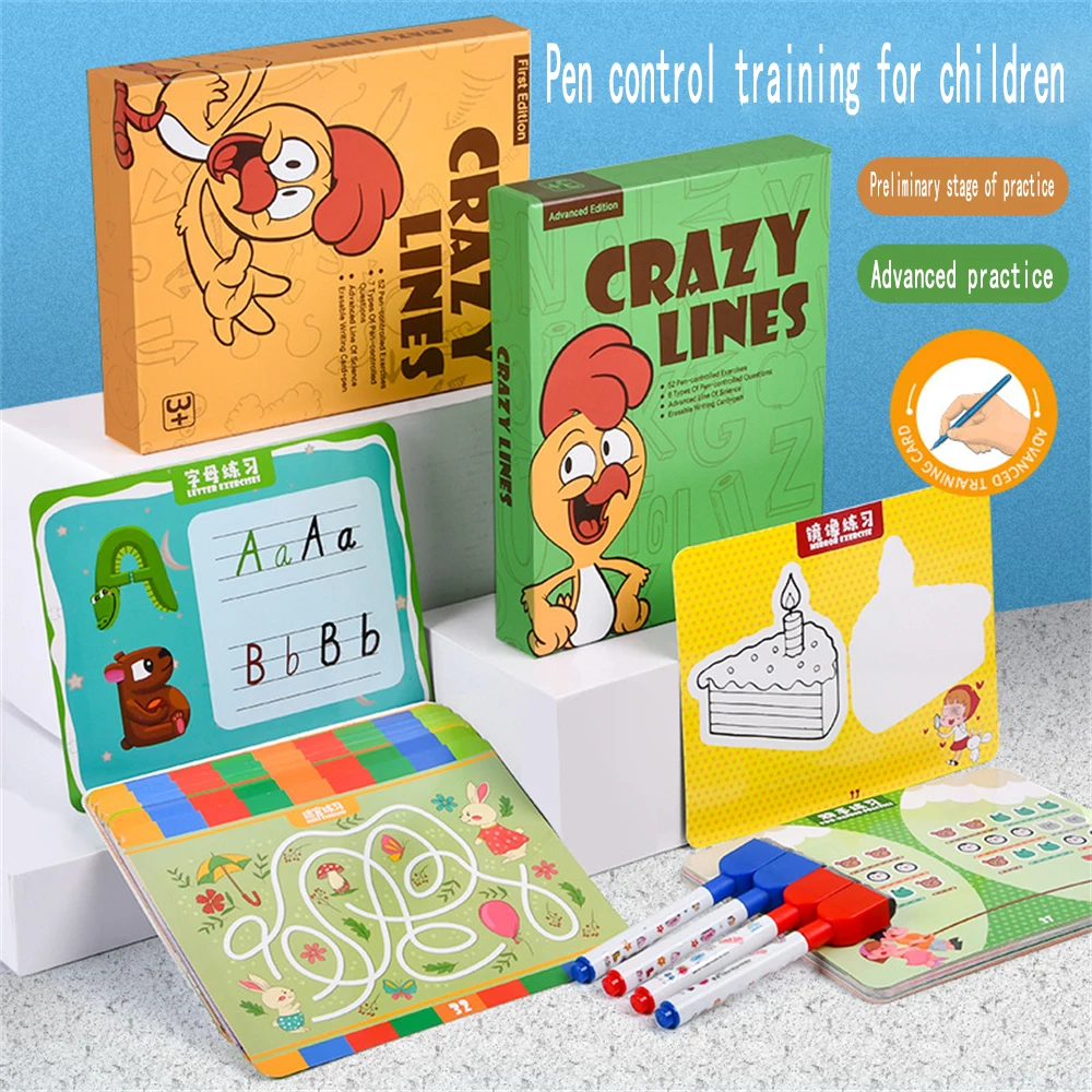 

Pen Control Training Rewritable Toy Drawing Paper Early Learning Logical Thinking Paint Gift for Kids Pen Using Training Toy