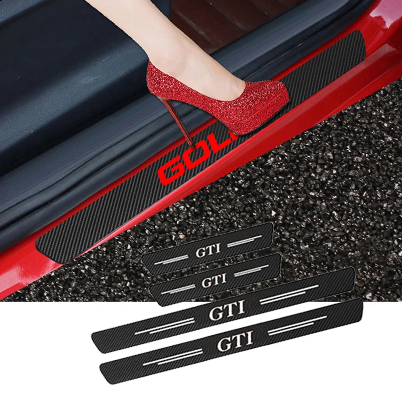 

4pcs Carbon Fiber Door Sill Guards Sticker for VW Volkswagen Golf 4 5 6 7 3 V Mk4 Mk5 Mk7 Mk2 Mk3 Mk6 GTI Accessories 2020 2021