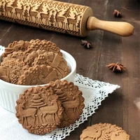 navidad 2022 new year wooden print cookie rolling pin home christmas decoration table decoration natal noel merry christmas xmas
