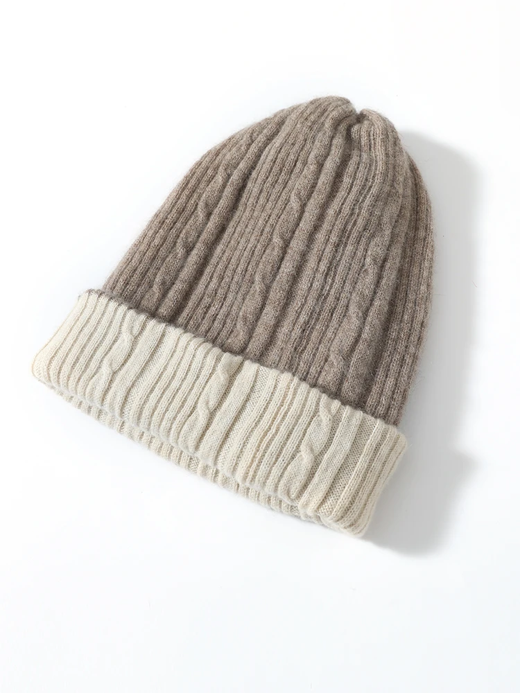 Кашемировые шапки новинка модная двухслойная вязаная Двусторонняя женская