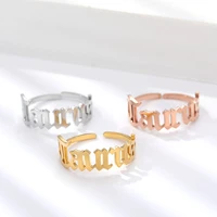 12 constellation letter rings for women stainless steel zodiac sign open cuff finger ring jewelry gift anillos