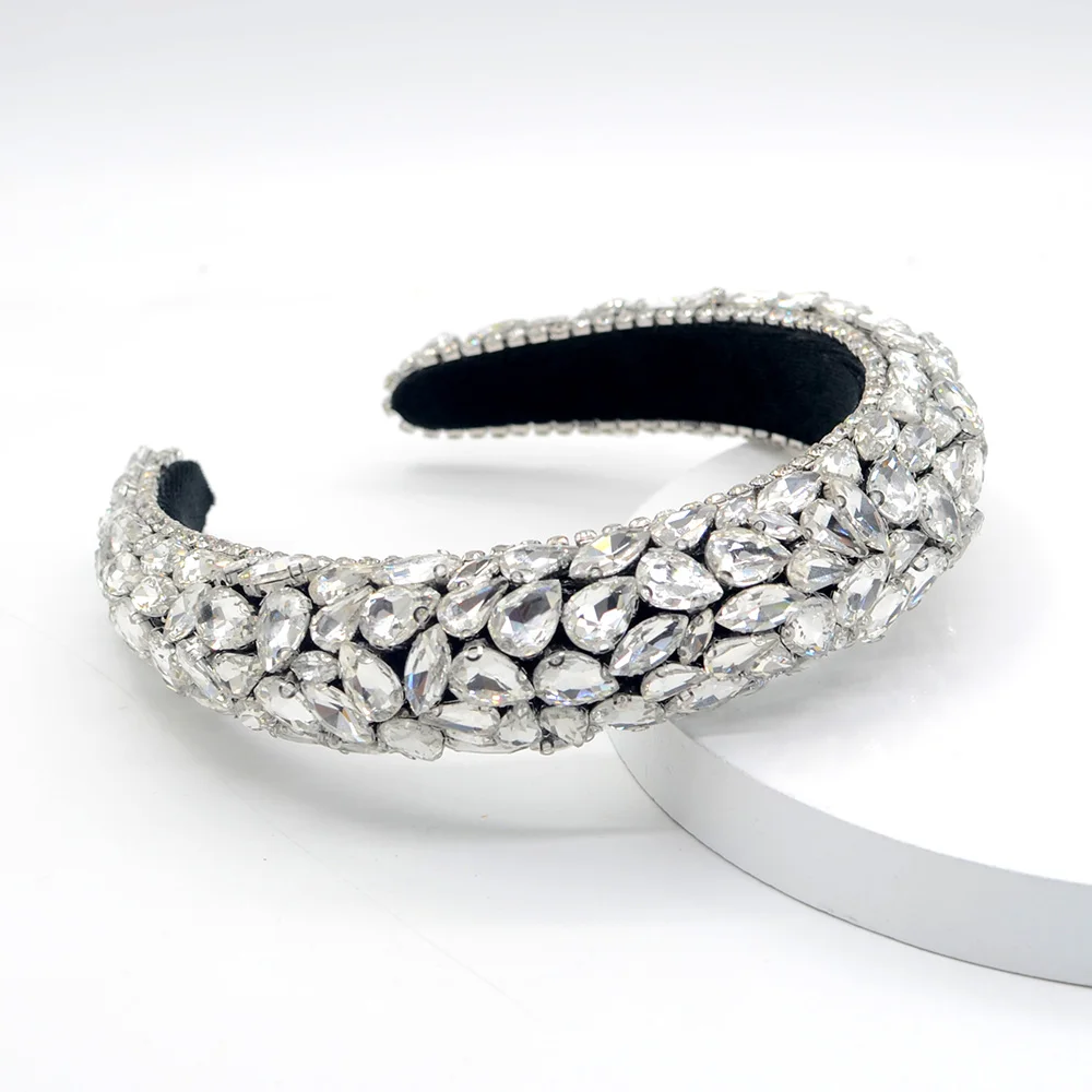 

New Rhinestone Full Crystal Headbands Thick Sponge Fashion Wide Head Hoop Luxury Hair Accessories Headdress