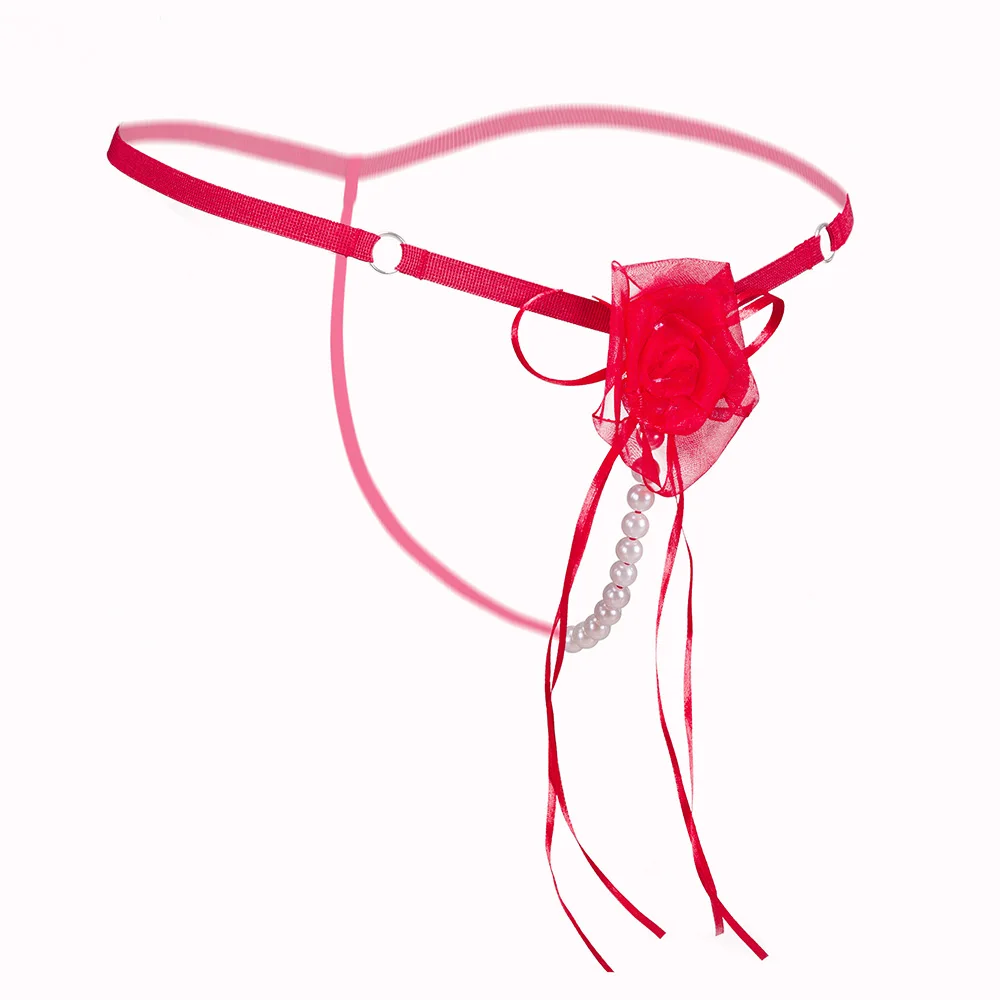Розовые трусики сексуальное жемчужное нижнее белье с заниженной талией