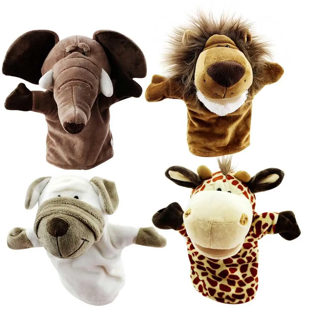 4 шт. животное ручная марионетка куклы плюшевые коричневый лев желтый жираф шар