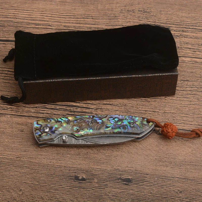 

New Fashion jungle tactical pocket Damascenes steel blade outdoor camping hunting folding knives Survival Utility knife EDC tool