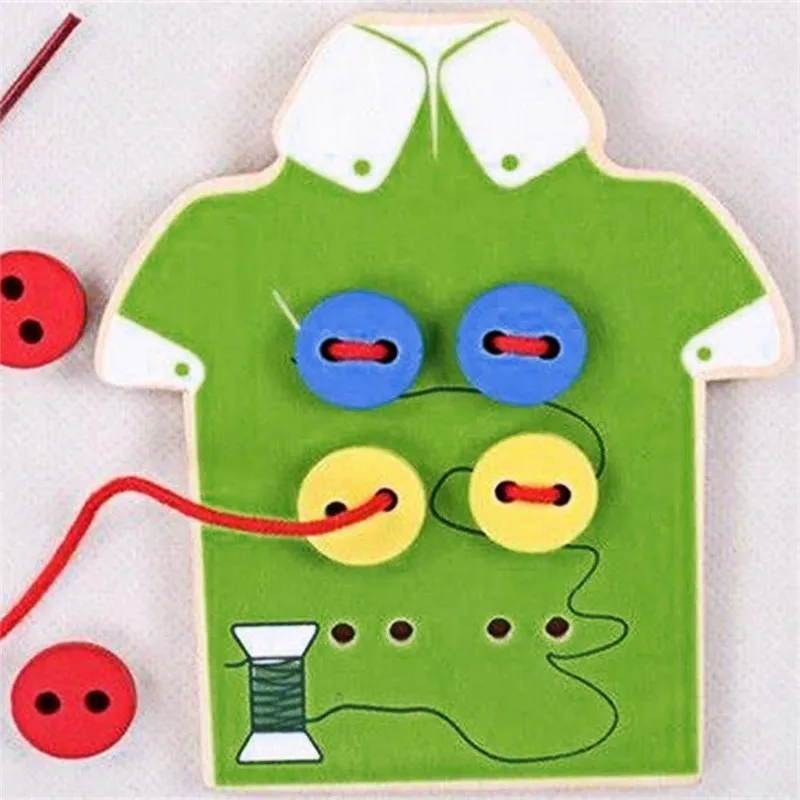 

Kids Cute Wooden Shoes Clothes Puzzles Toys Children Montessori Early Learning Tie Shoelaces Puzzles Wood Beads Lacing Board