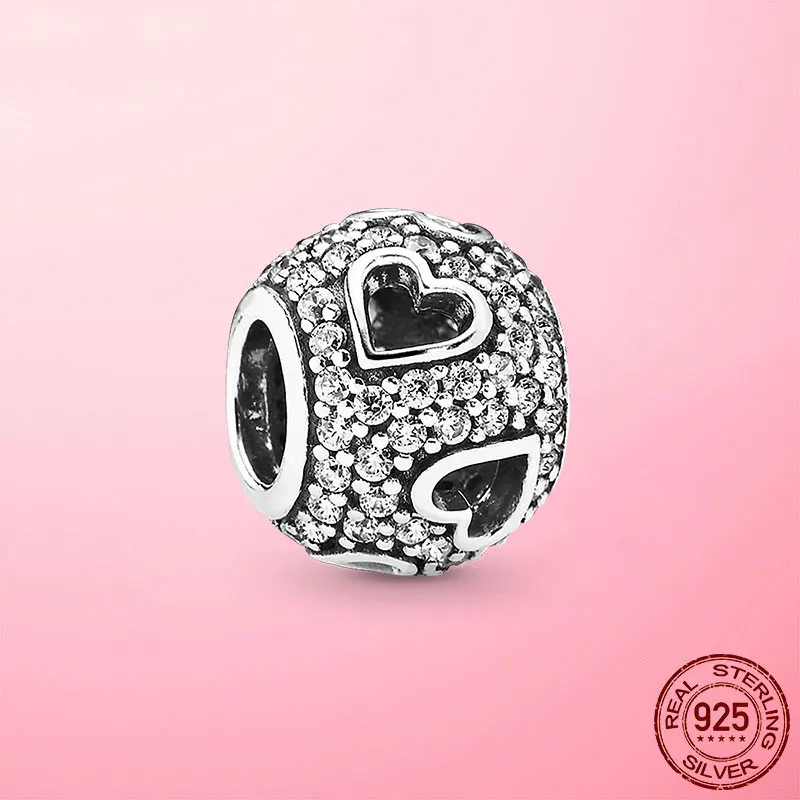 

CZ Beads High Quality 925 Sterling Silver Full Cubic Zircon Love Heart Angel Wings Charm fit Original Charms Bracelet Jewelry
